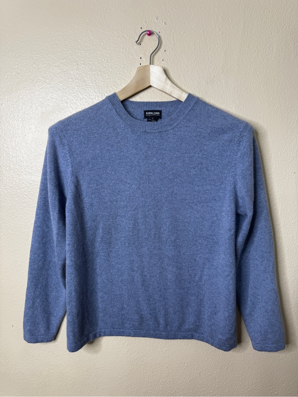 Kirkland Signature Women’s 100% Pure Cashmere Crewneck Sweater Blue Size Medium